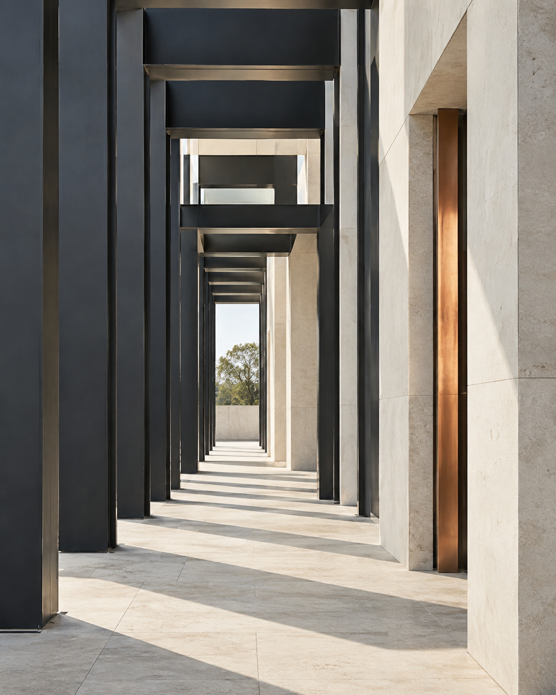 Architektonische Strukturen im Zusammenspiel von Licht und Perspektive